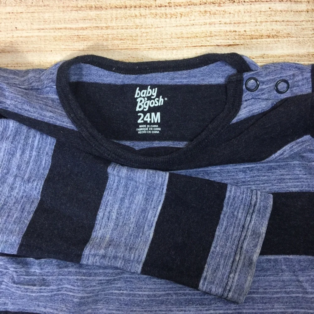 Baby Bgosh Blue Striped Long Sleeve‎ Bodysuit 24M